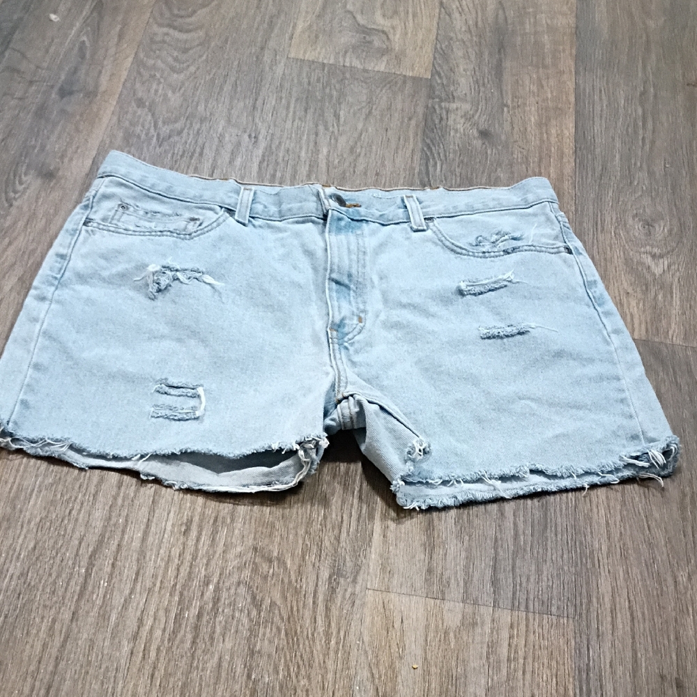 George Light Blue Distressed Denim Jean Shorts